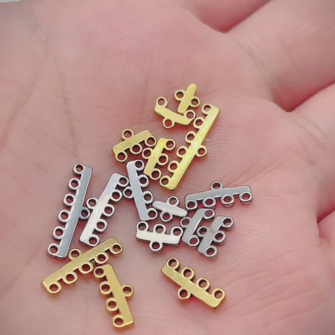 Mini Multi Strand Clasps Stainless Steel, Multi Strand Ends Gold Silver, Multi Link Necklace Connectors, Jewelry findings, Jewelry Supplies