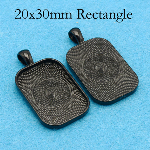 20x30mm Rectangle Pendant Trays Blank Cabochon Settings • Rounded Bezel Cup Pendant Blanks for Jewelry Making DIY Findings
